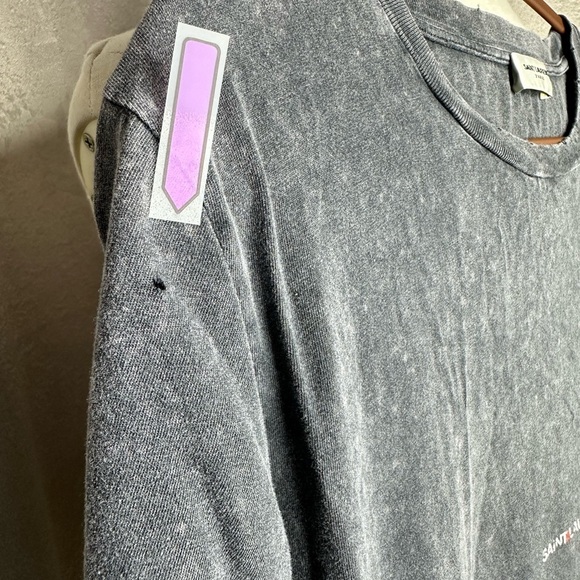 Saint Laurent Paris Men’s Destroyed Archive Logo T-Shirt Faded Wash Sz M - Picture 13 of 13